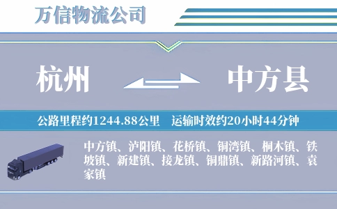 杭州到中方县物流公司