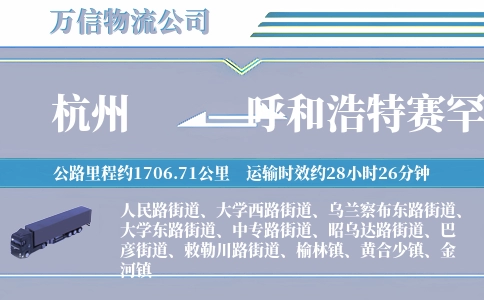 杭州到呼和浩特赛罕区物流公司