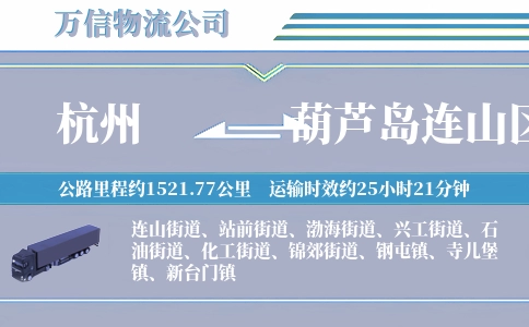 杭州到葫芦岛连山区物流公司