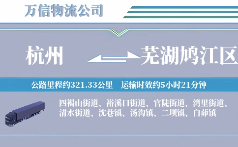 杭州到芜湖鸠江区物流公司